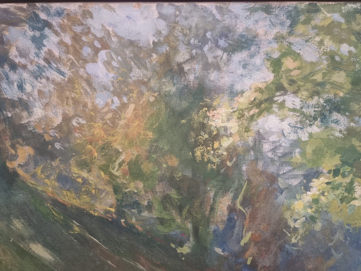 Huile sur toile - Paysage avec troupeau - Giuseppe Pennasilico (Naples 1861 - Gênes 1940)-photo-3