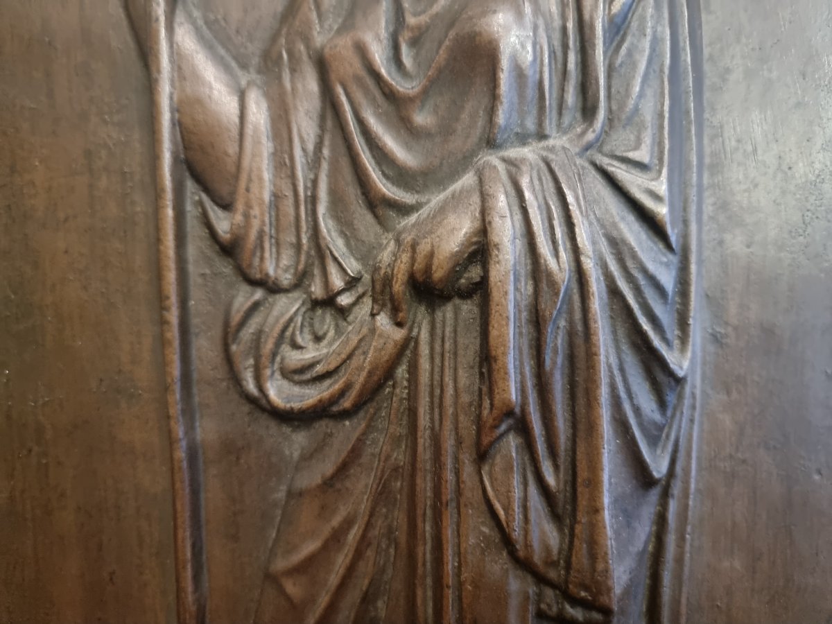 Bronze Bas-relief Depicting A Vestal Virgin - France, Late 19th Century-photo-3