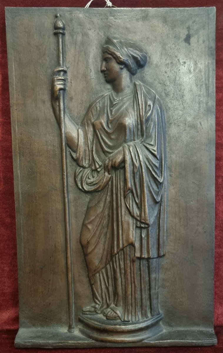 Bronze Bas-relief Depicting A Vestal Virgin - France, Late 19th Century