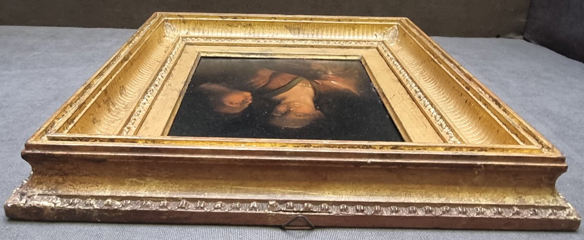 Oil Painting On Zinc Sheet - 19th-century Flemish Artist - Contemporary Frame-photo-3