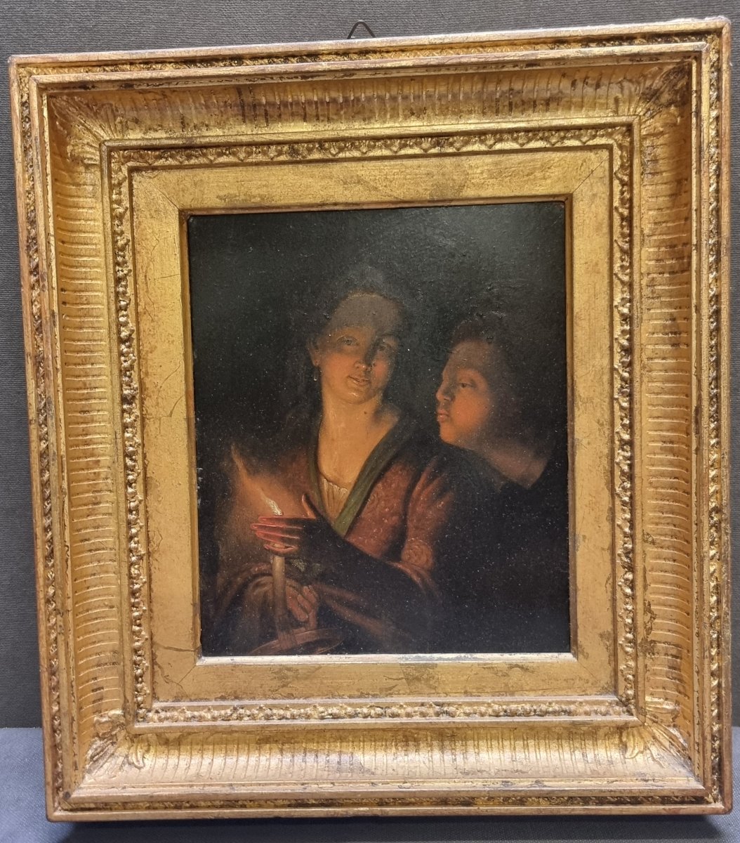 Oil Painting On Zinc Sheet - 19th-century Flemish Artist - Contemporary Frame