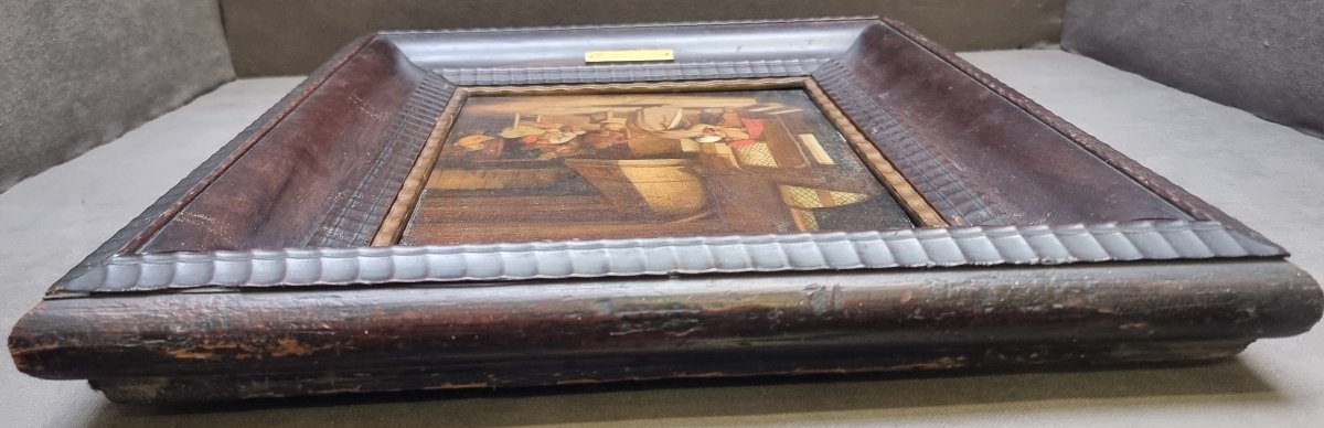Oil Painting On Panel - 19th-century Flemish - With Contemporary Carved Wood Frame-photo-1