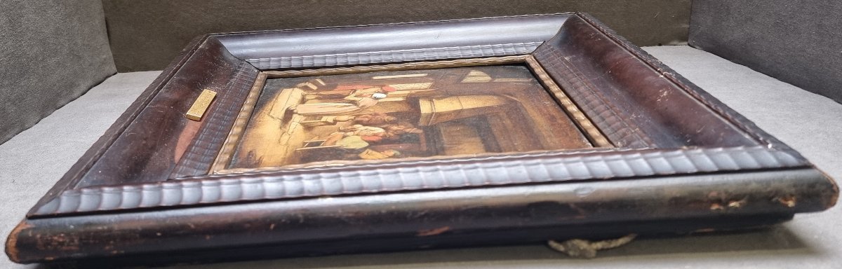 Oil Painting On Panel - 19th-century Flemish - With Contemporary Carved Wood Frame-photo-2