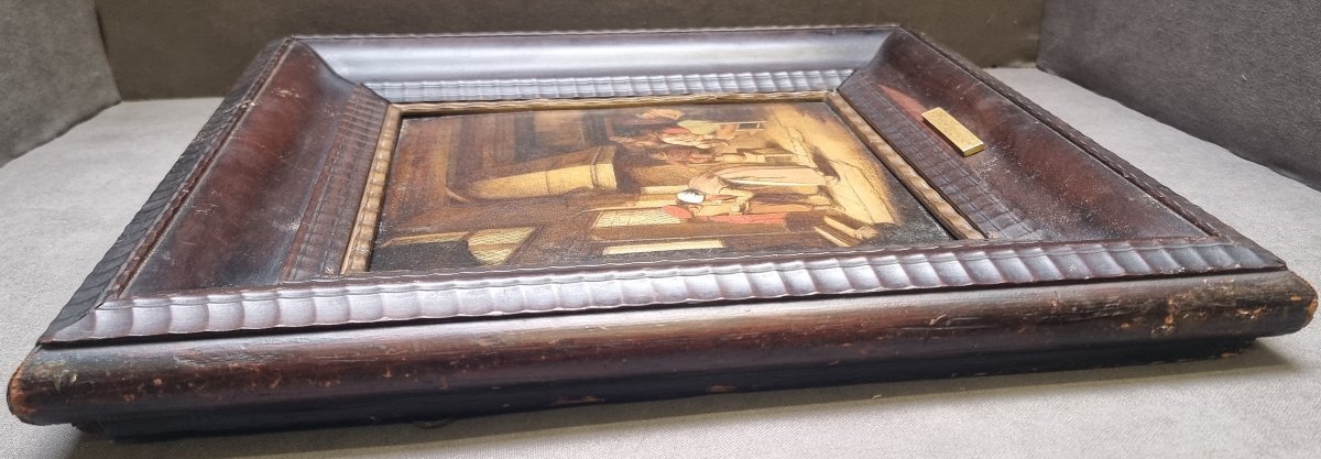 Oil Painting On Panel - 19th-century Flemish - With Contemporary Carved Wood Frame-photo-4