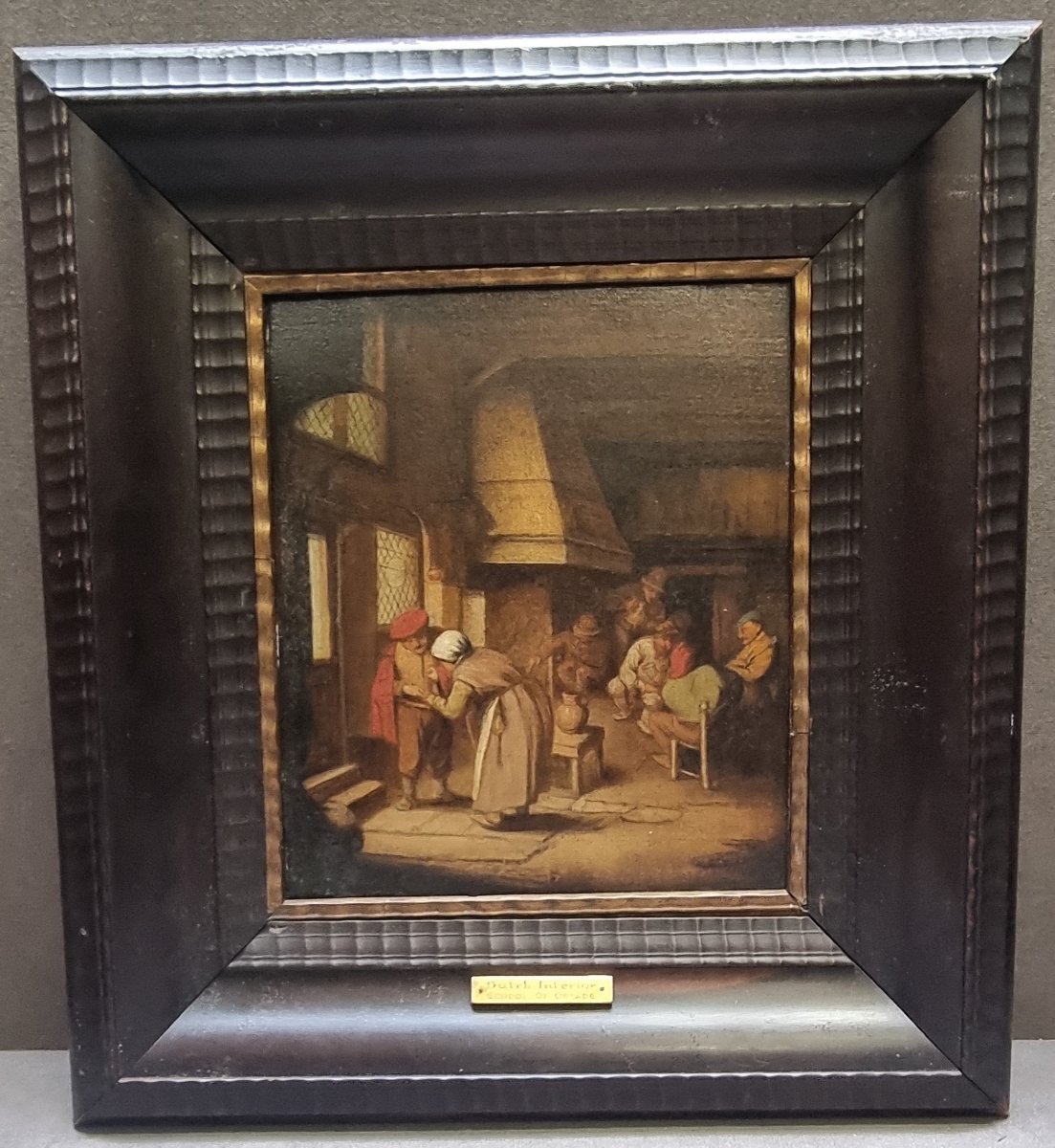 Oil Painting On Panel - 19th-century Flemish - With Contemporary Carved Wood Frame