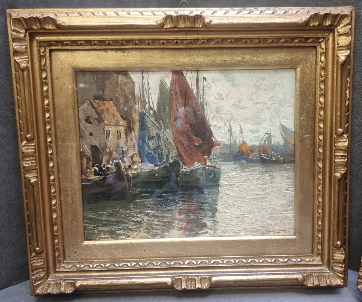  PAIRE DE TABLEAUX - HUILE SUR CONTREPLAQUÉ - MARINES - FAUSTO PRATELLA (NAPLES 1888-1964)-photo-3