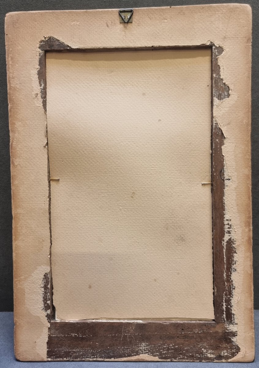 Dessin de garçon (début du XIXe siècle) – Cadre ancien du XVIIe siècle-photo-3