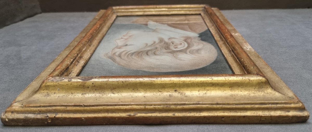 Dessin de garçon (début du XIXe siècle) – Cadre ancien du XVIIe siècle-photo-4