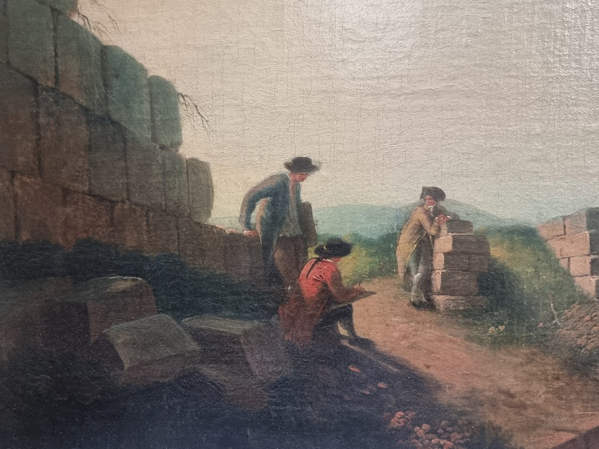 Huile sur toile – Paysage du Latium – Début du XIXe siècle, avec cadre d'époque-photo-2