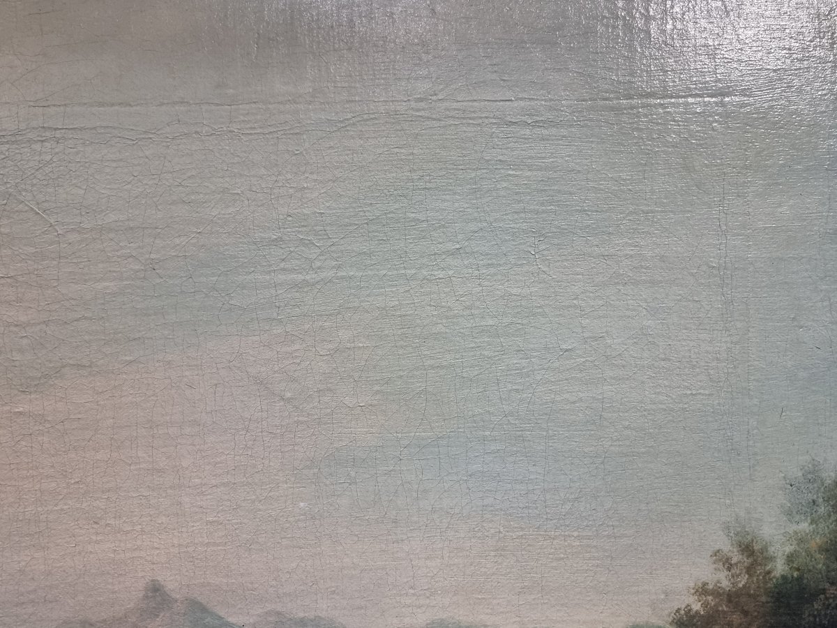 Huile sur toile – Paysage du Latium – Début du XIXe siècle, avec cadre d'époque-photo-4