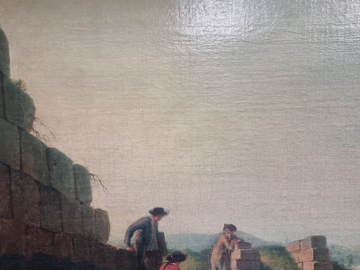 Huile sur toile – Paysage du Latium – Début du XIXe siècle, avec cadre d'époque-photo-1