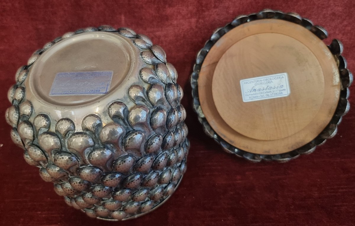 925 Sterling Silver Tobacco Box With Wooden Interior  - Italy, G. Vavassori - 1970s-photo-1