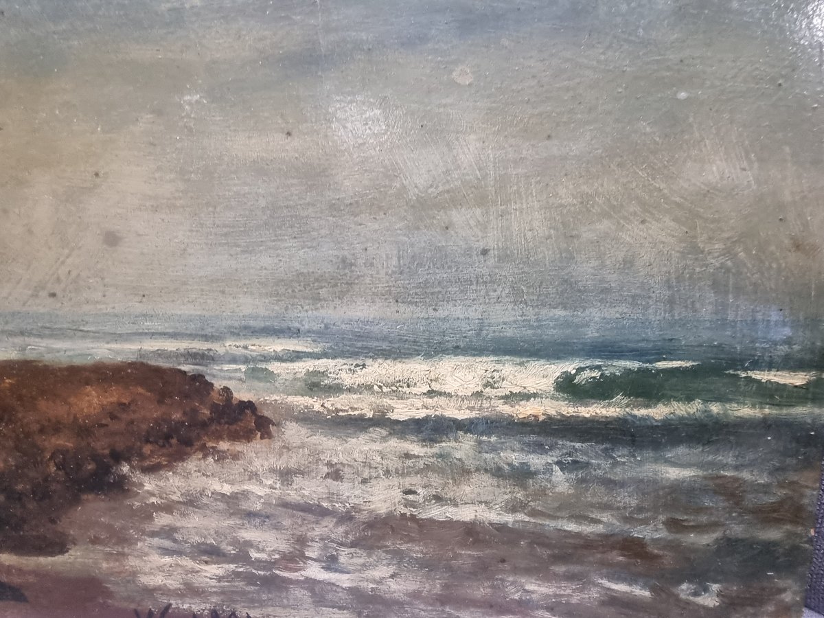 Oil On Cardboard - Marina, Dated 1891 - Vincenzo Cabianca (verona 1827 - Rome 1902)-photo-4