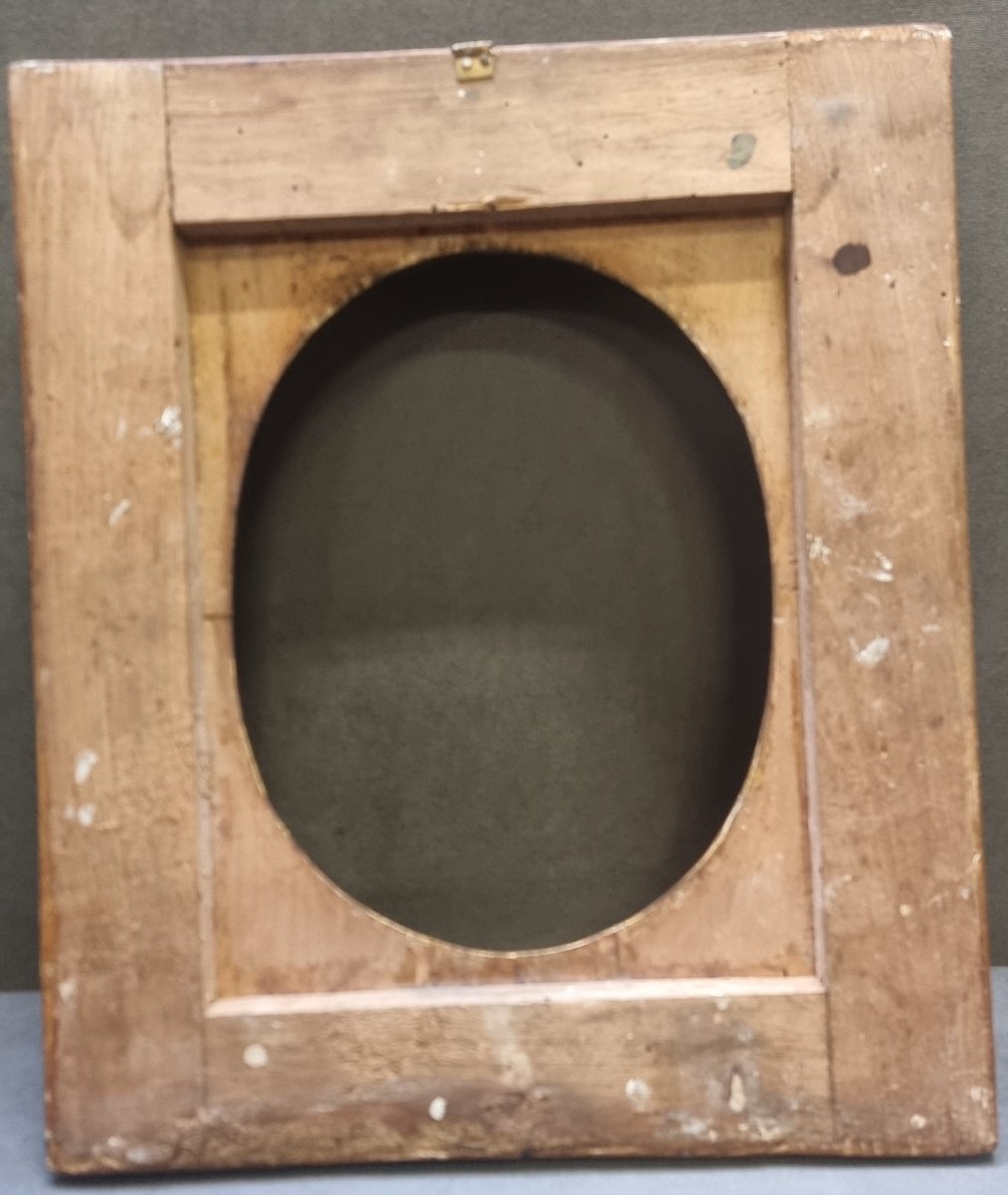 Gilded Wooden Frame With A Wooden Mat Featuring A 19th-century Rose Border-photo-2