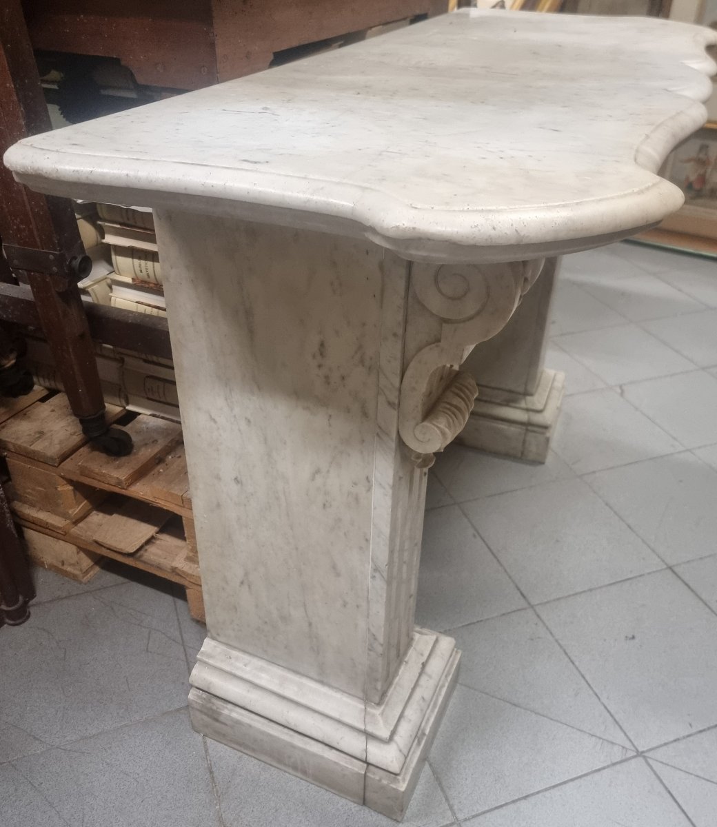 Console en marbre Statuario – Italie, première moitié du XIXe siècle-photo-2