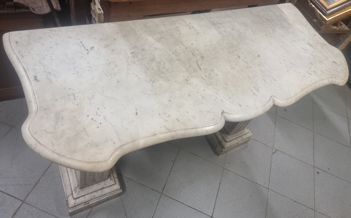Console en marbre Statuario – Italie, première moitié du XIXe siècle-photo-3