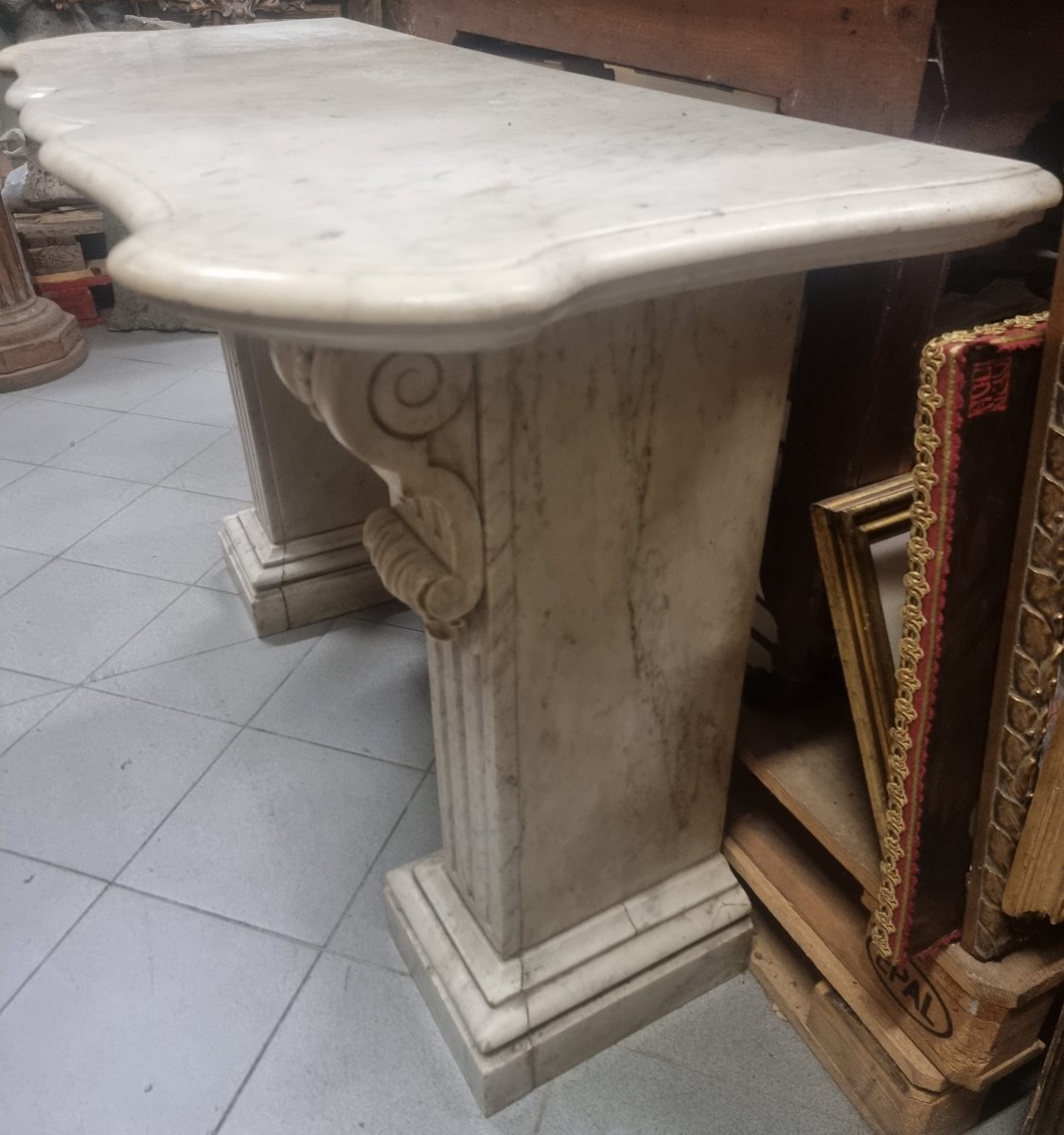 Console en marbre Statuario – Italie, première moitié du XIXe siècle-photo-4
