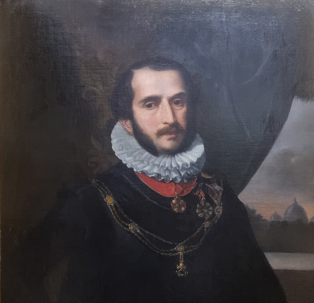 Oil On Canvas - Portrait Of A Papal Guard - First Half Of The 19th Century-photo-2