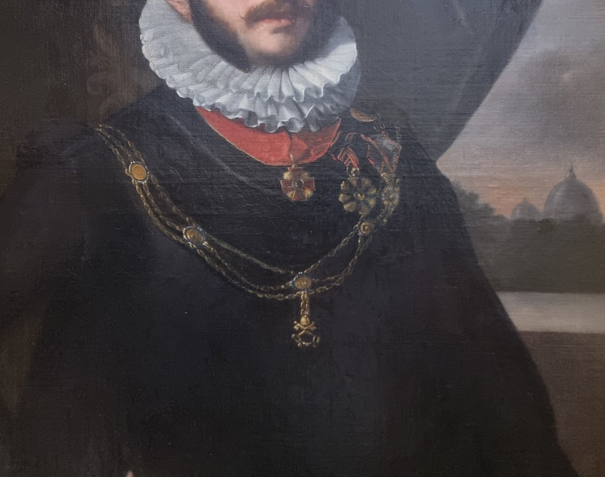 Oil On Canvas - Portrait Of A Papal Guard - First Half Of The 19th Century-photo-3