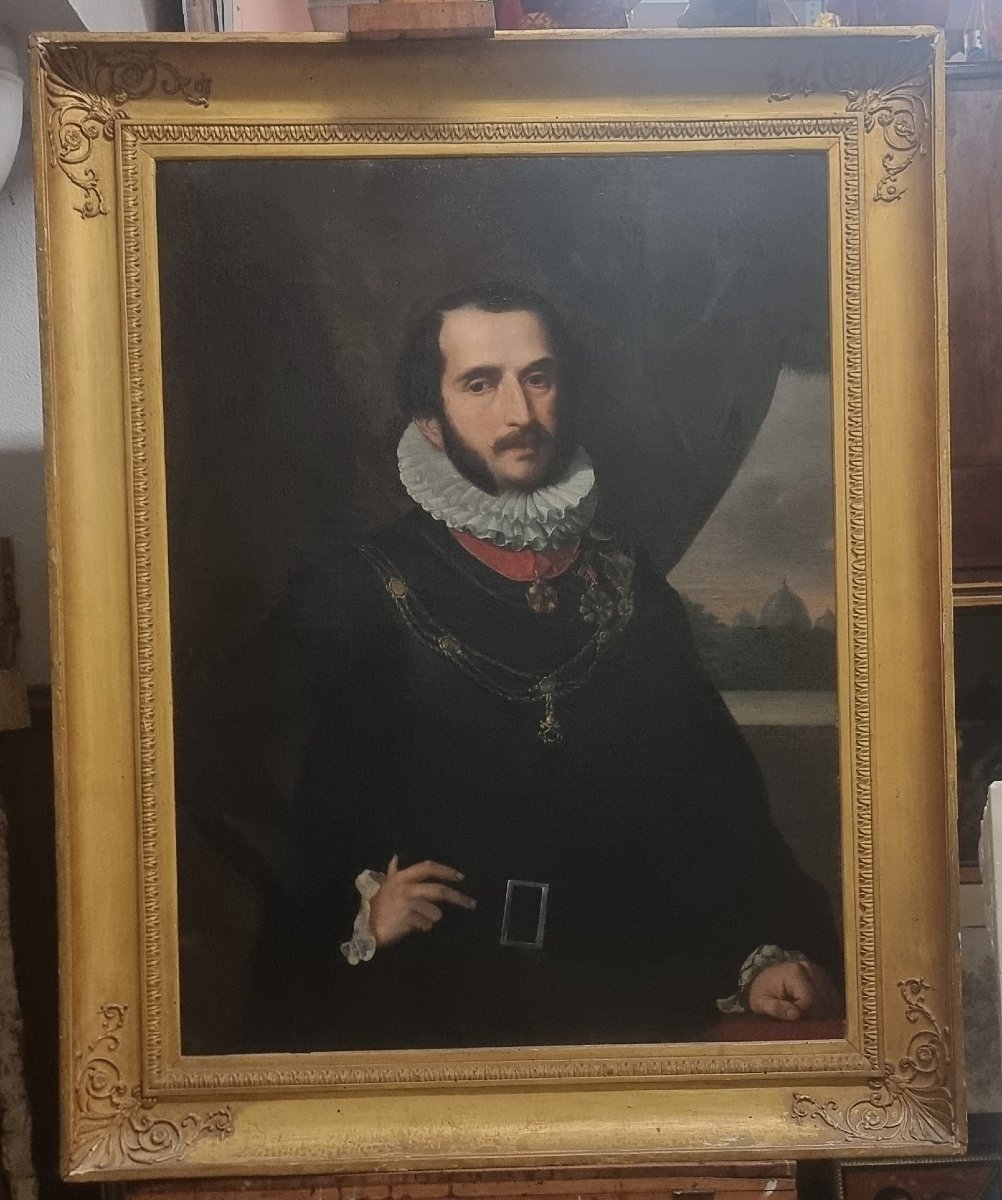 Oil On Canvas - Portrait Of A Papal Guard - First Half Of The 19th Century