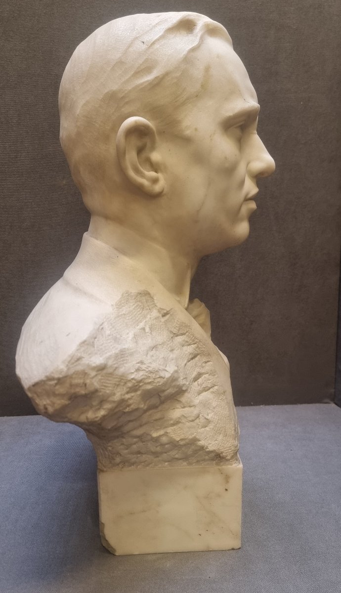 Statuary Marble Bust Of A Man - Signed By Pietro Piraino (1878–1950)-photo-2