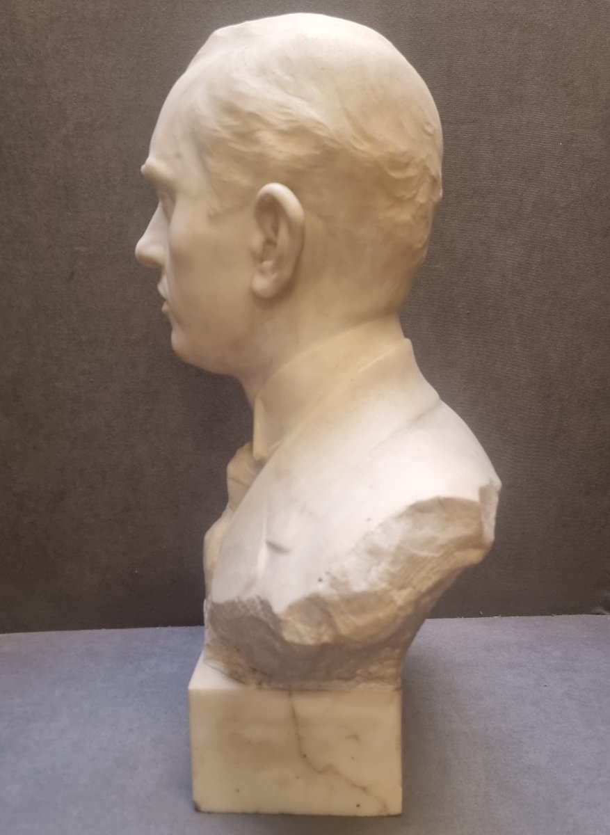 Statuary Marble Bust Of A Man - Signed By Pietro Piraino (1878–1950)-photo-4
