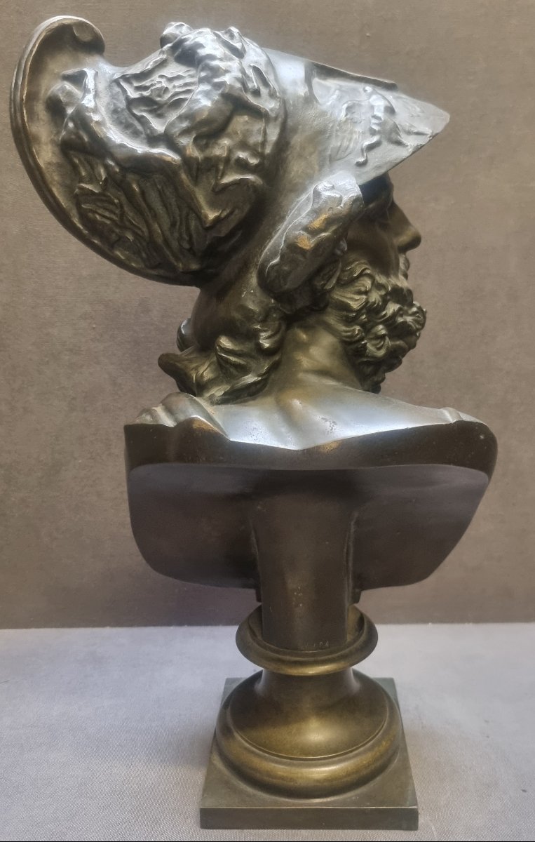 Bronze Bust - King Menelaus - France, 19th Century  - Height 46 Cm-photo-3