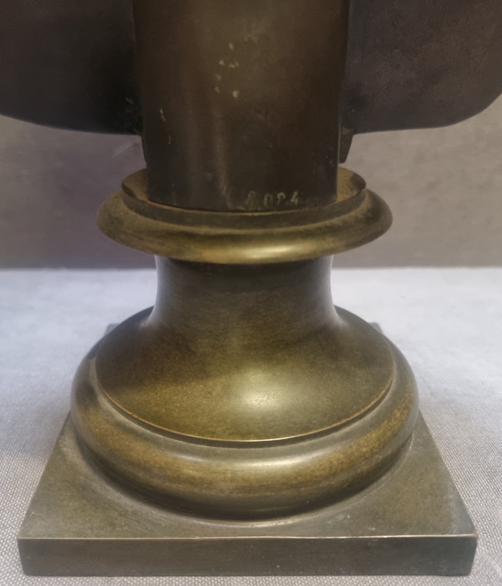 Bronze Bust - King Menelaus - France, 19th Century  - Height 46 Cm-photo-4