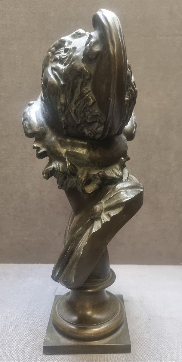 Bronze Bust - King Menelaus - France, 19th Century  - Height 46 Cm-photo-1