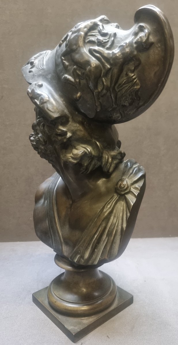 Bronze Bust - King Menelaus - France, 19th Century  - Height 46 Cm-photo-2