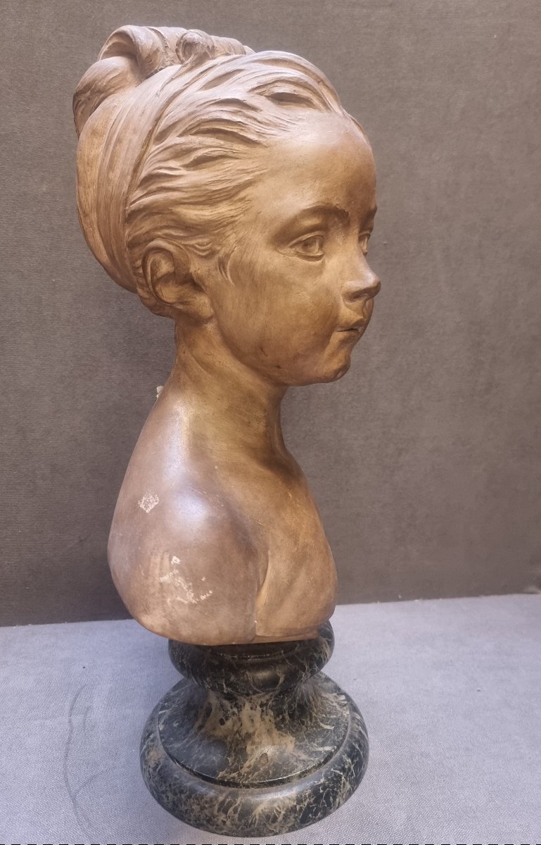 Buste en terre cuite sur socle en marbre – Louise Brongniart enfant (1772-1845) XIXe siècle-photo-3