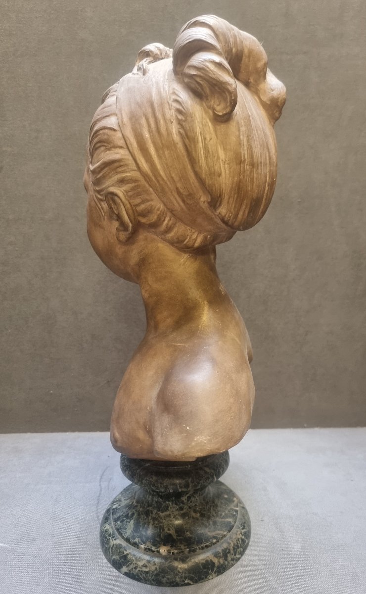Buste en terre cuite sur socle en marbre – Louise Brongniart enfant (1772-1845) XIXe siècle-photo-2