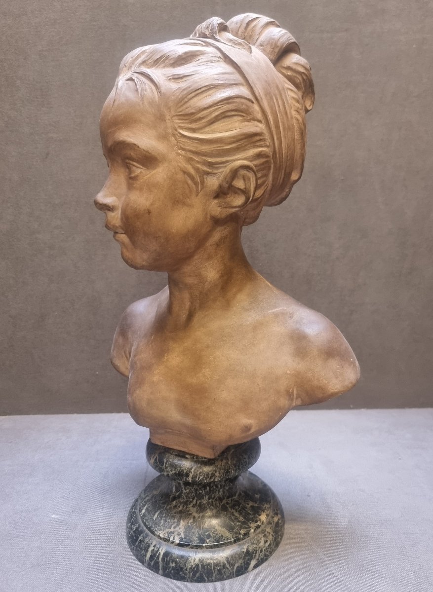 Buste en terre cuite sur socle en marbre – Louise Brongniart enfant (1772-1845) XIXe siècle