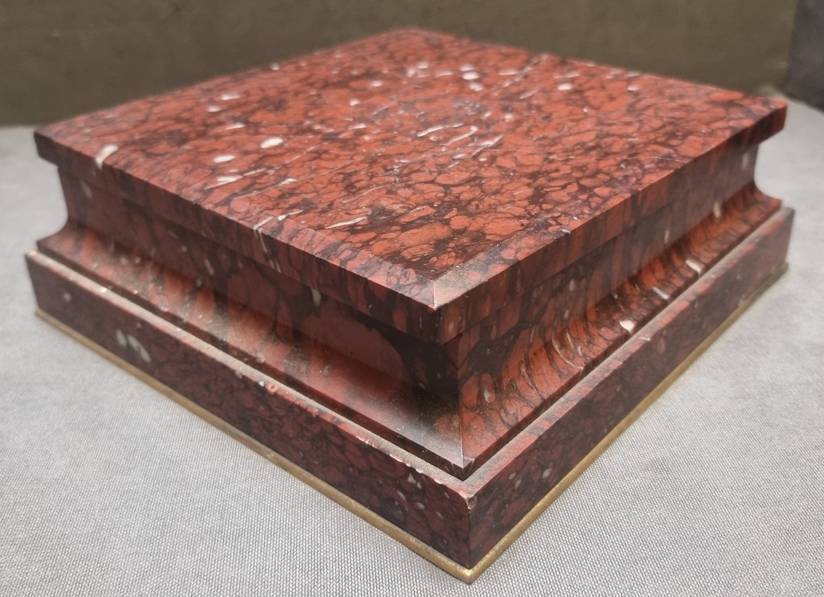 Socle en marbre rouge de France avec plateau supérieur pivotant - NAPOLEON III-photo-3