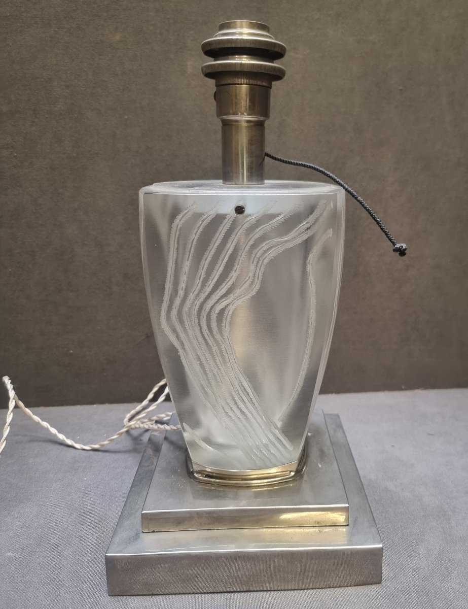 Glass Clay And Chrome-plated Steel Table Lamp - French-made, 1960s-photo-2
