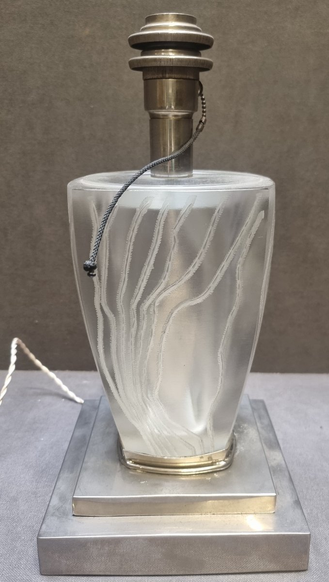 Glass Clay And Chrome-plated Steel Table Lamp - French-made, 1960s-photo-3