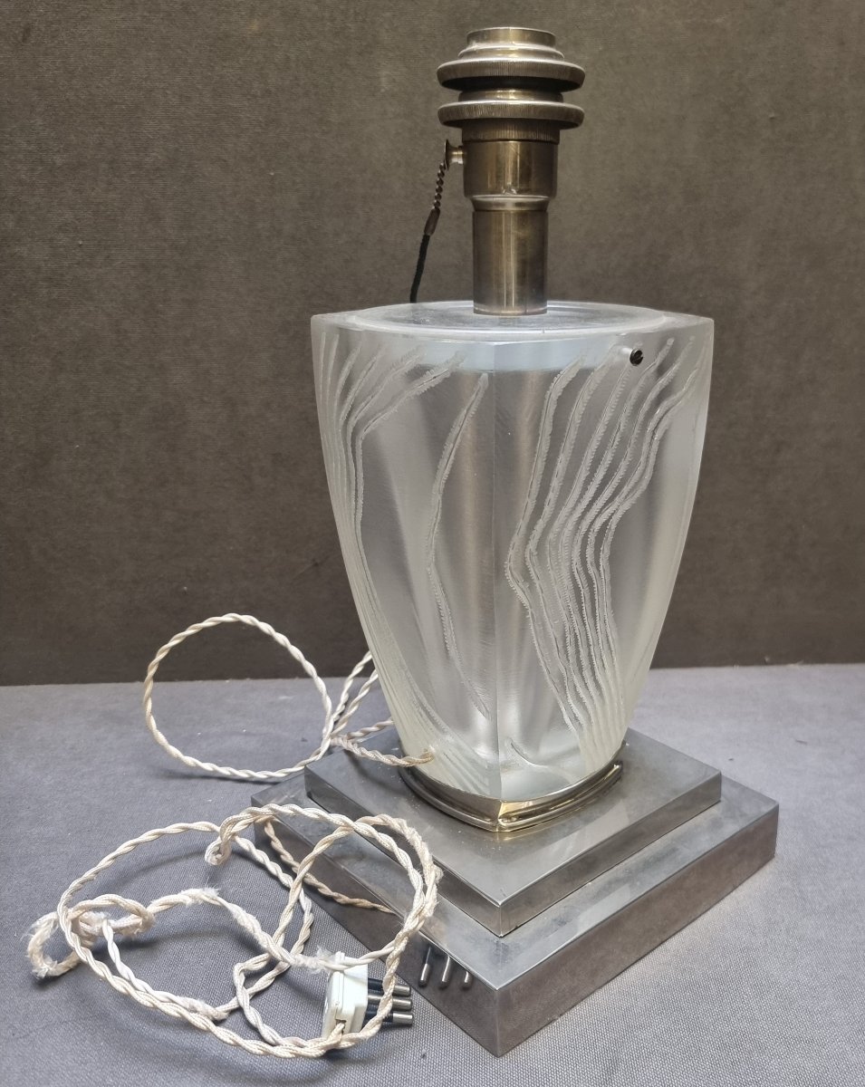 Glass Clay And Chrome-plated Steel Table Lamp - French-made, 1960s