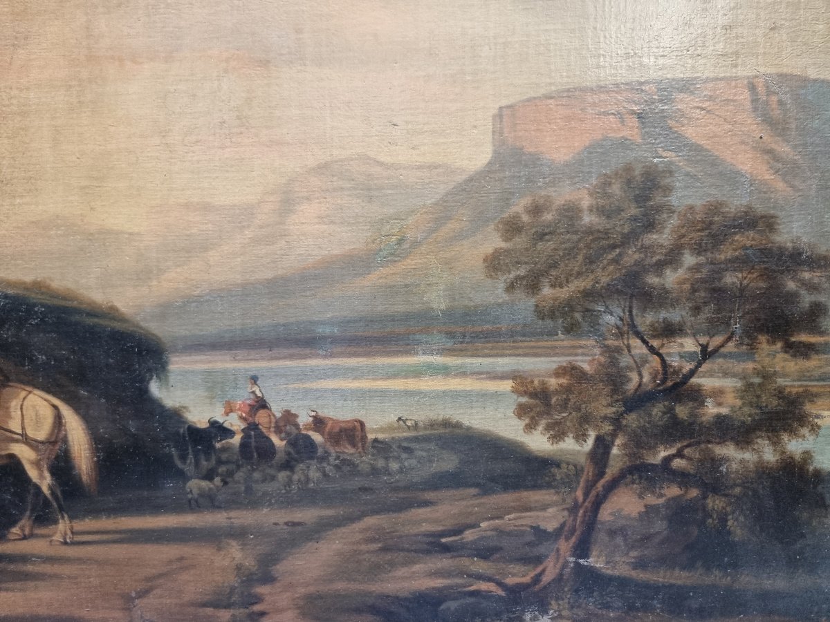 Oil On Canvas - Roman Countryside - Second Half Of The 19th Century-photo-3