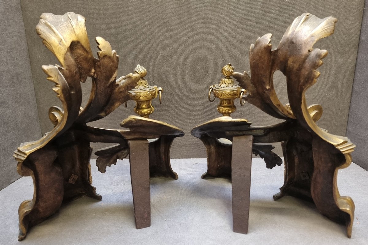 Pair Of Gilded Bronze Fireplace Sculptures - France, Louis XV - Mid-18th Century-photo-3