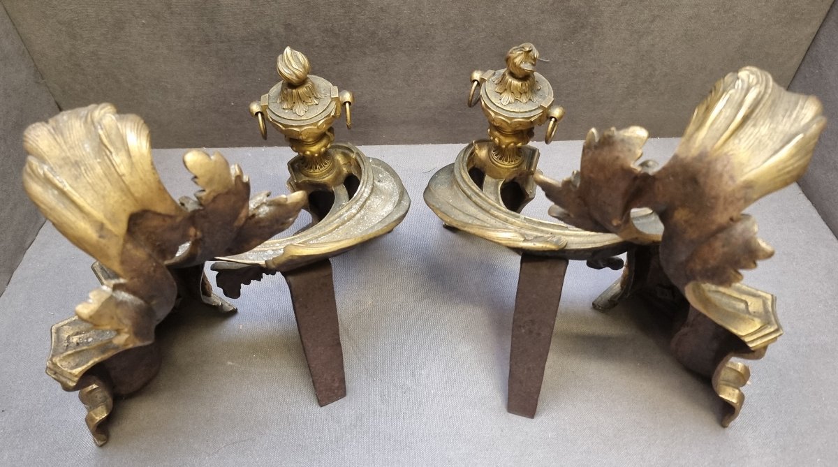 Pair Of Gilded Bronze Fireplace Sculptures - France, Louis XV - Mid-18th Century-photo-4