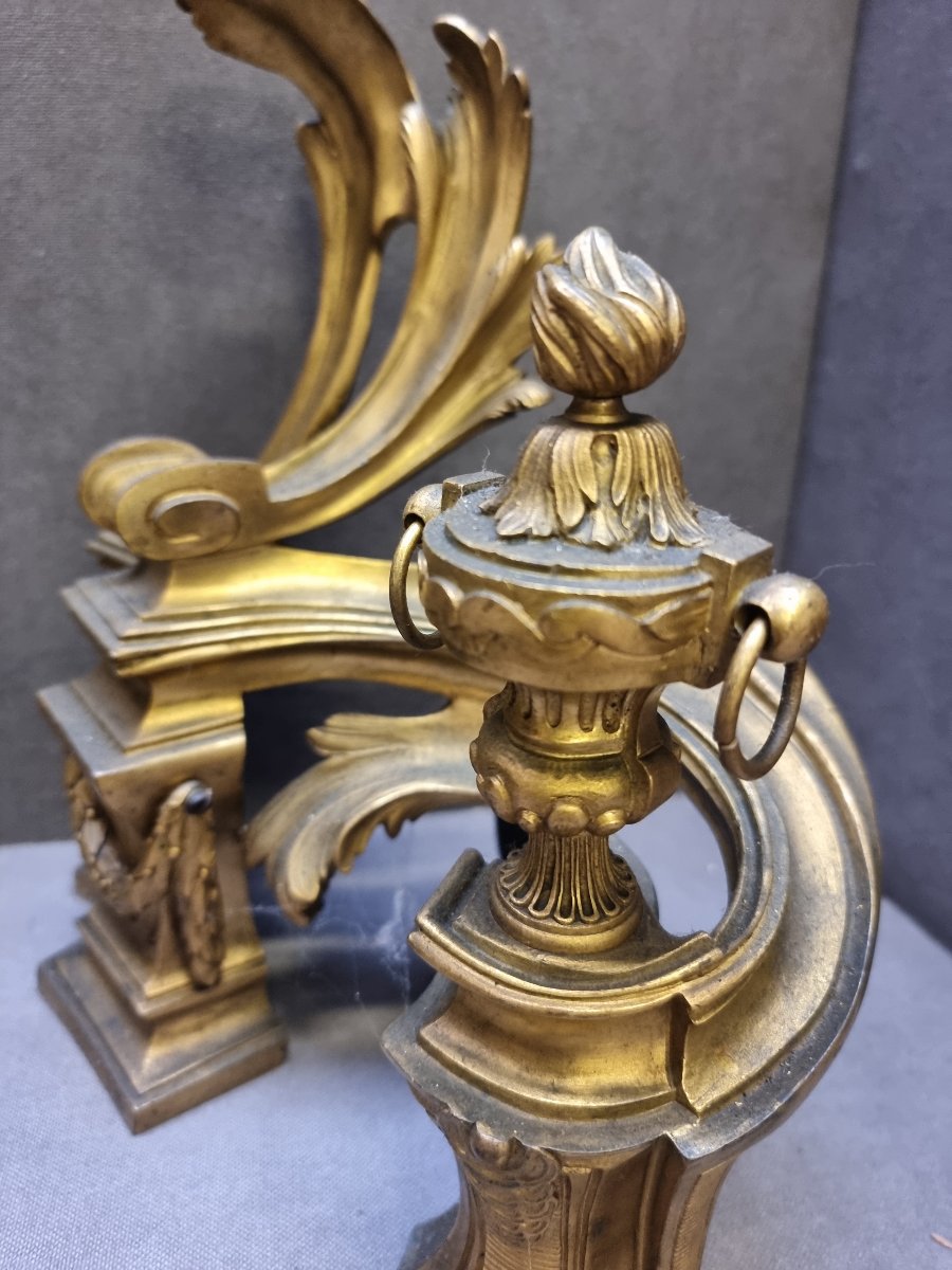 Pair Of Gilded Bronze Fireplace Sculptures - France, Louis XV - Mid-18th Century-photo-2