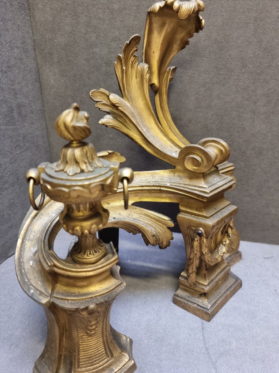 Pair Of Gilded Bronze Fireplace Sculptures - France, Louis XV - Mid-18th Century-photo-3
