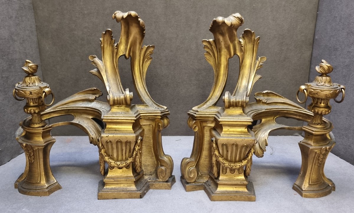 Pair Of Gilded Bronze Fireplace Sculptures - France, Louis XV - Mid-18th Century