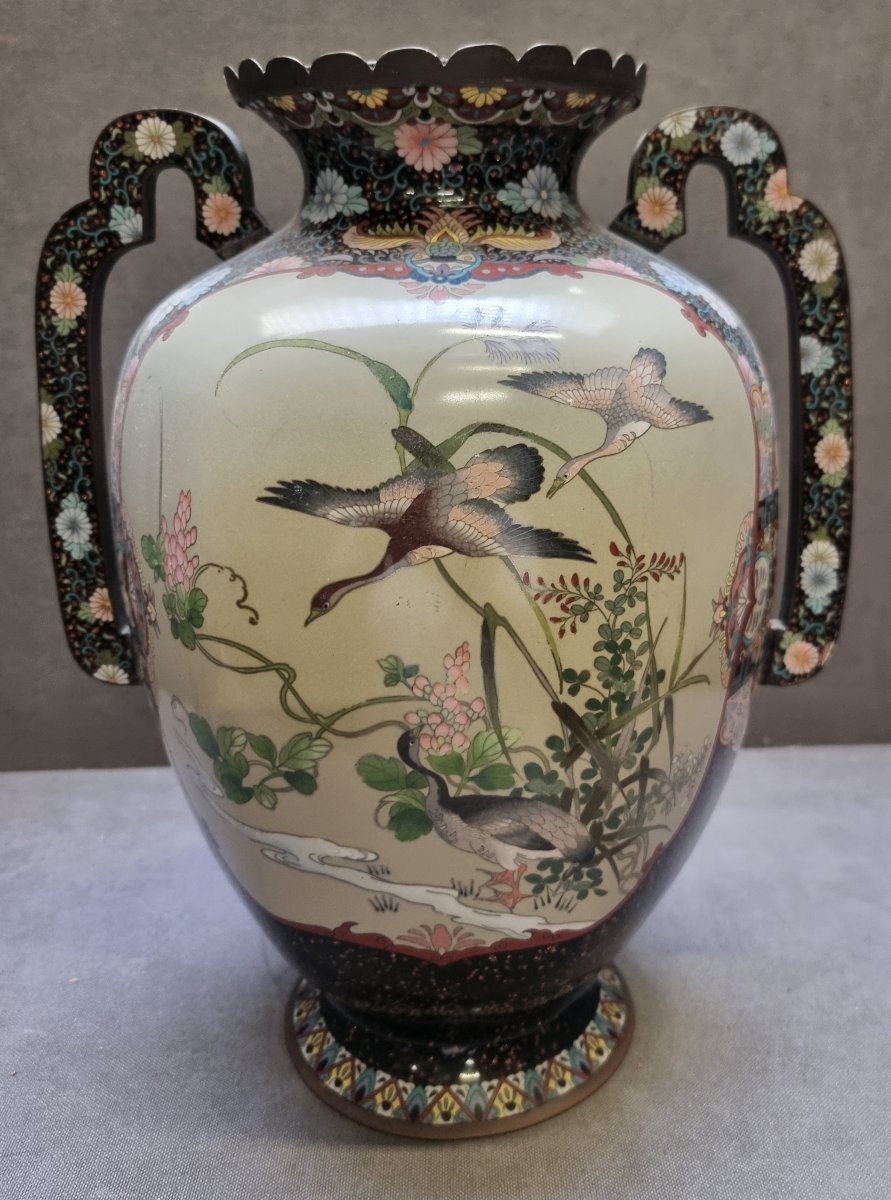 Oriental Cloisonné Vase - Early 20th Century-photo-3