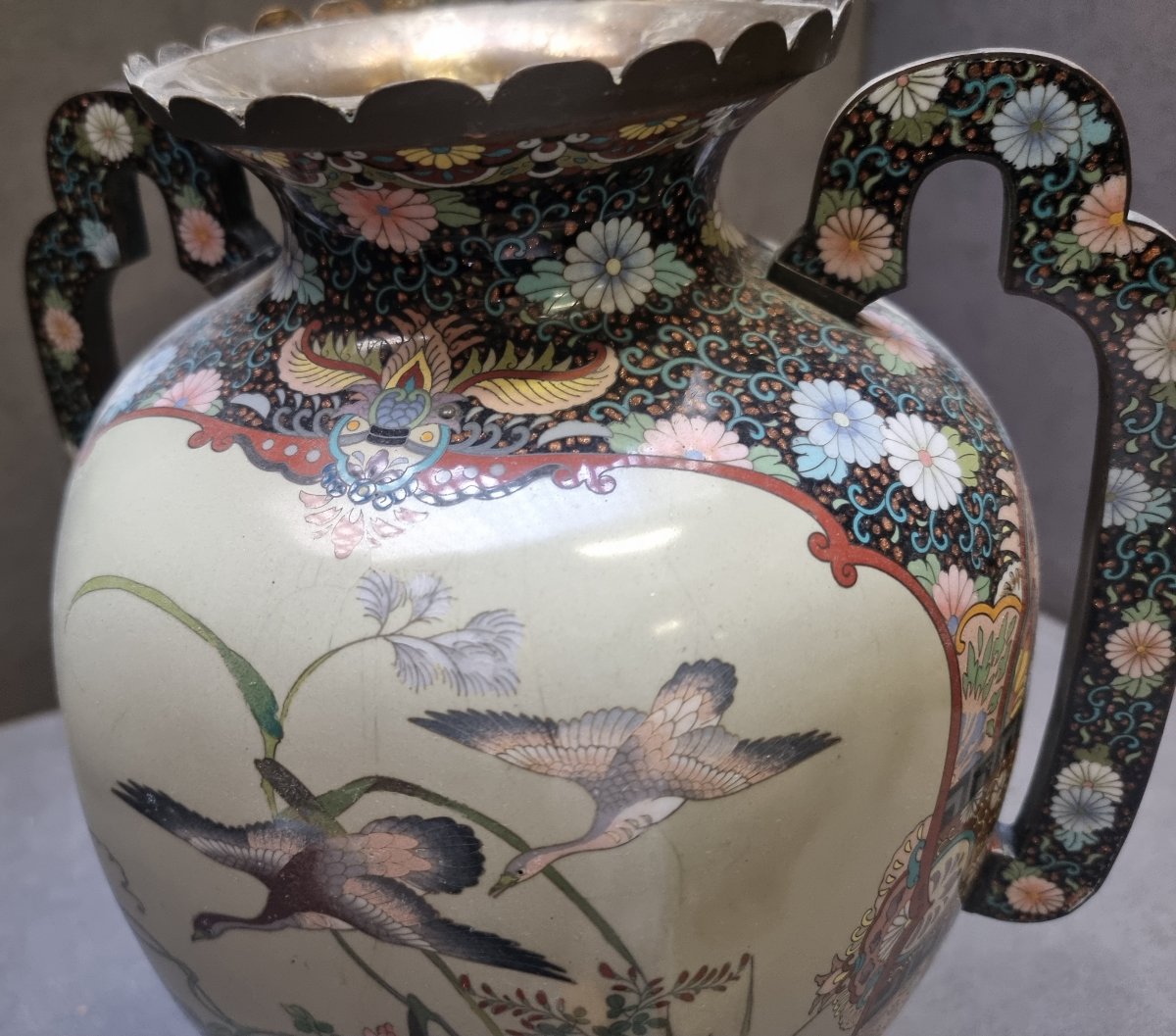 Oriental Cloisonné Vase - Early 20th Century-photo-3
