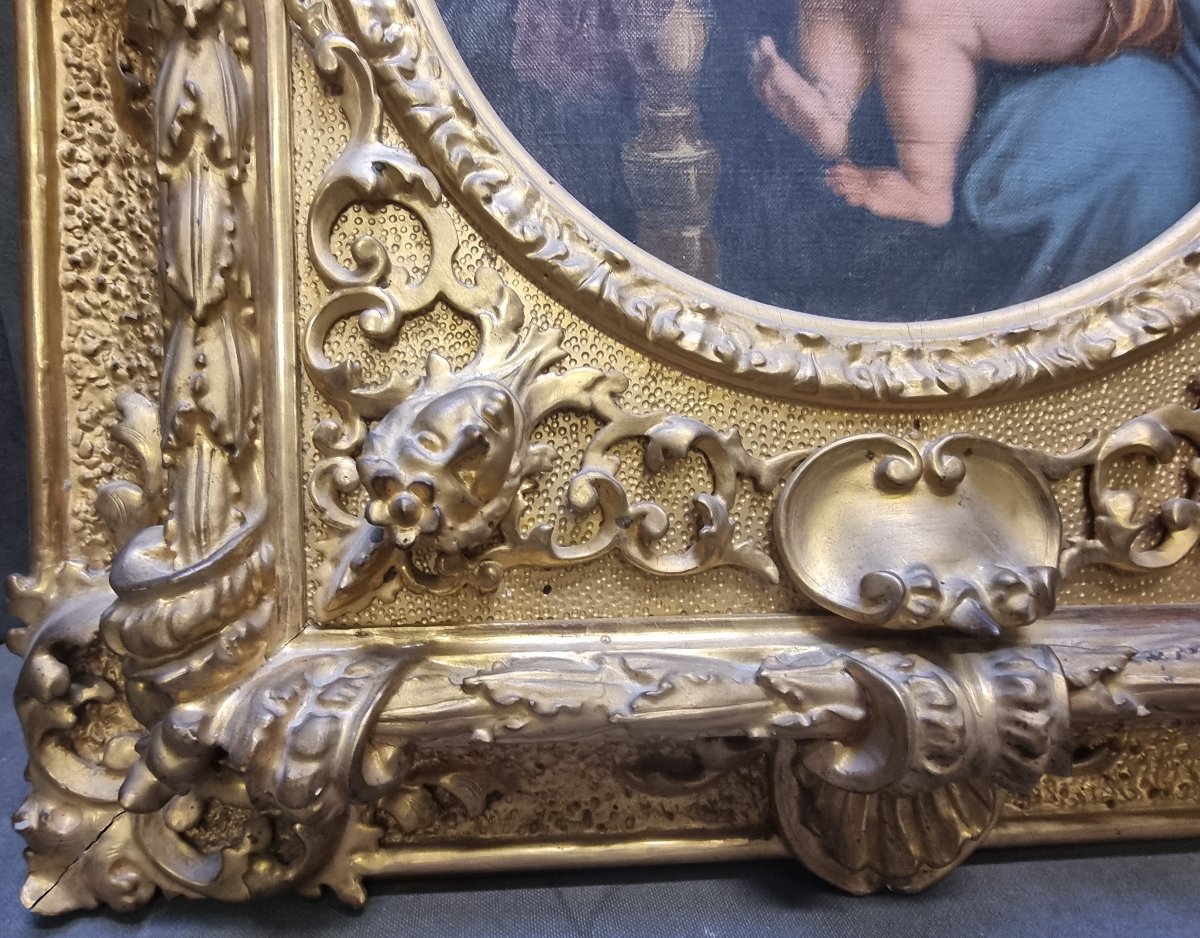 Oil On Canvas: "madonna Of The Chair" — 19th Century-photo-4