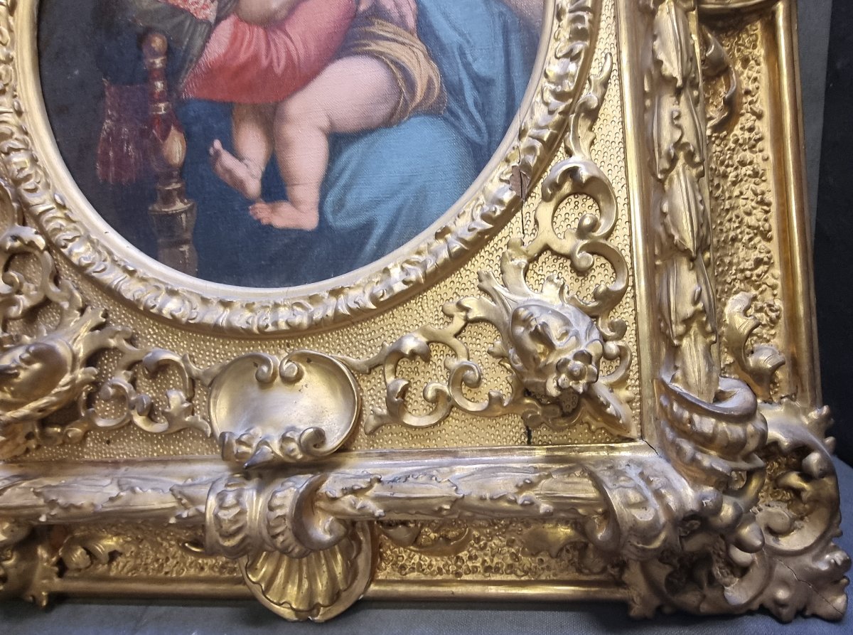 Oil On Canvas: "madonna Of The Chair" — 19th Century-photo-1