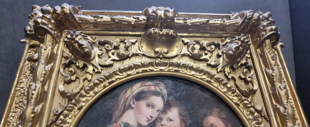 Oil On Canvas: "madonna Of The Chair" — 19th Century-photo-4