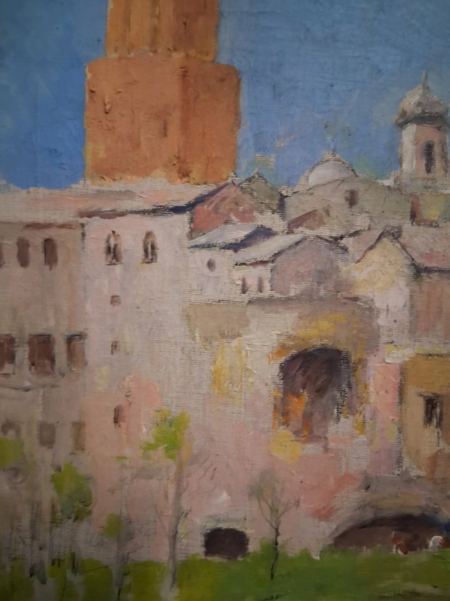 Huile sur toile - Vue de Rome - Giuseppe Pastina (Andria 1863 – 1942)-photo-2