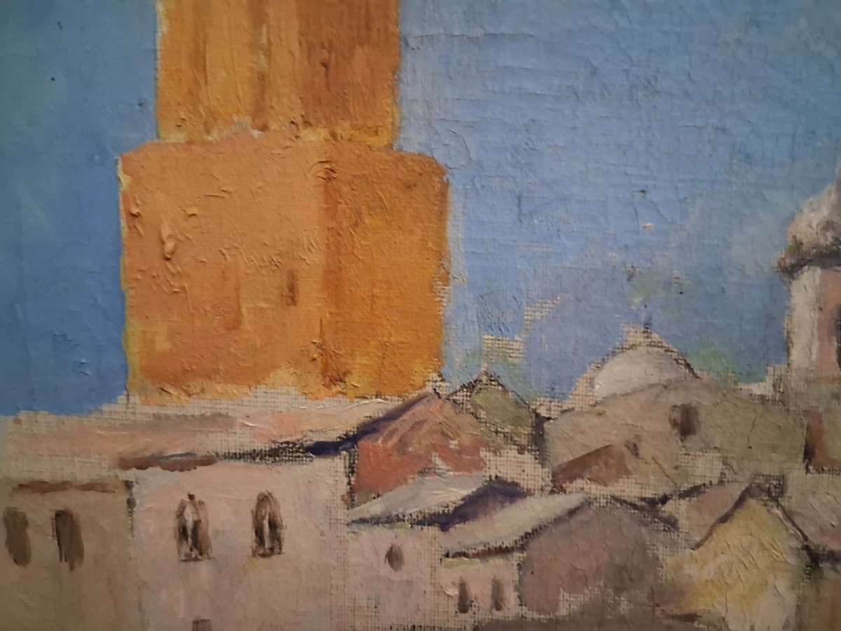 Huile sur toile - Vue de Rome - Giuseppe Pastina (Andria 1863 – 1942)-photo-3